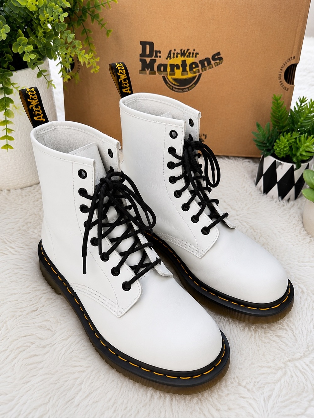 Dr. Martens White 1460 Lace-Up Combat Boots Size 6 Women’s